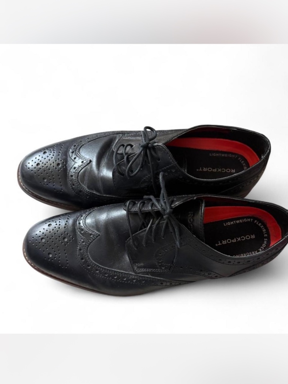 Rockport Men’s Black Leather Wingtip Brogues Size: Men's US 10 W (Wide) | EUR 44